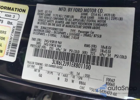 2014 Lincoln Mkz from USA, damaged, VIN 3LN6L2J91ER801100